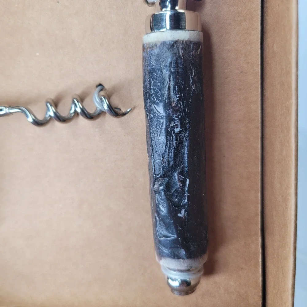 Williams Sonoma Walnut Bark Bar Tool‎ Bottle Opener & Corkscrew New Old Stock